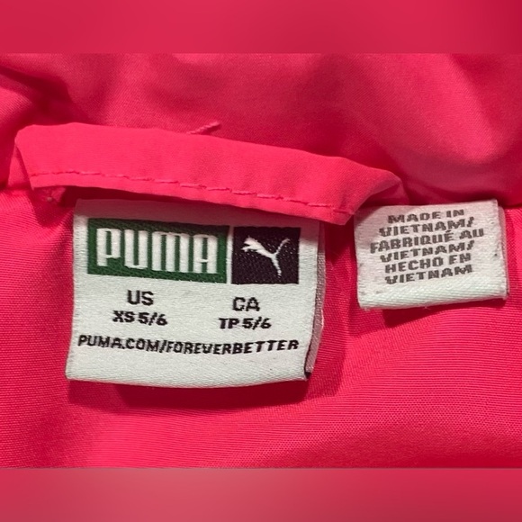 Puma Hot Pink Puffy Vest, Size XS 5/6, Zip Front, High Neck, 2 Front Pockets - Picture 5 of 6